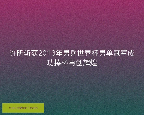 许昕斩获2013年男乒世界杯男单冠军成功捧杯再创辉煌